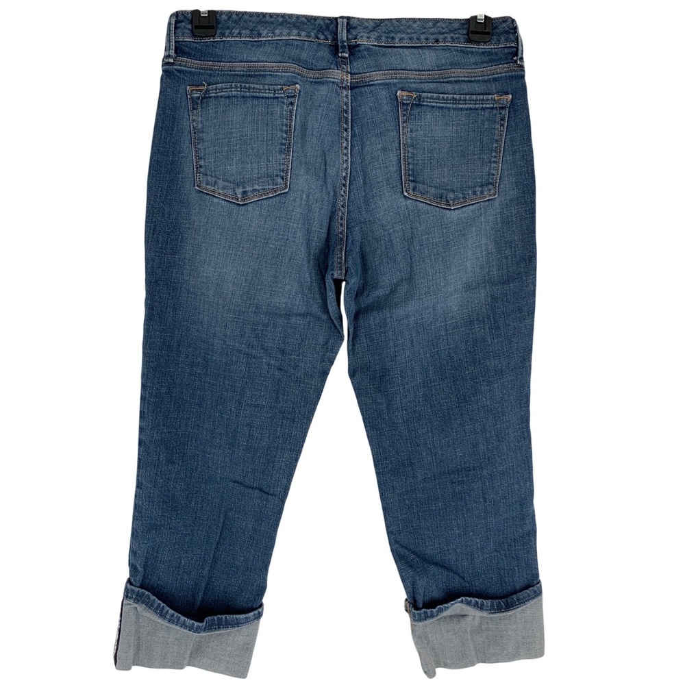 Banana Republic 12 Cropped Jeans Medium Wash Cuffed Stretch Denim - Picture 2 of 5